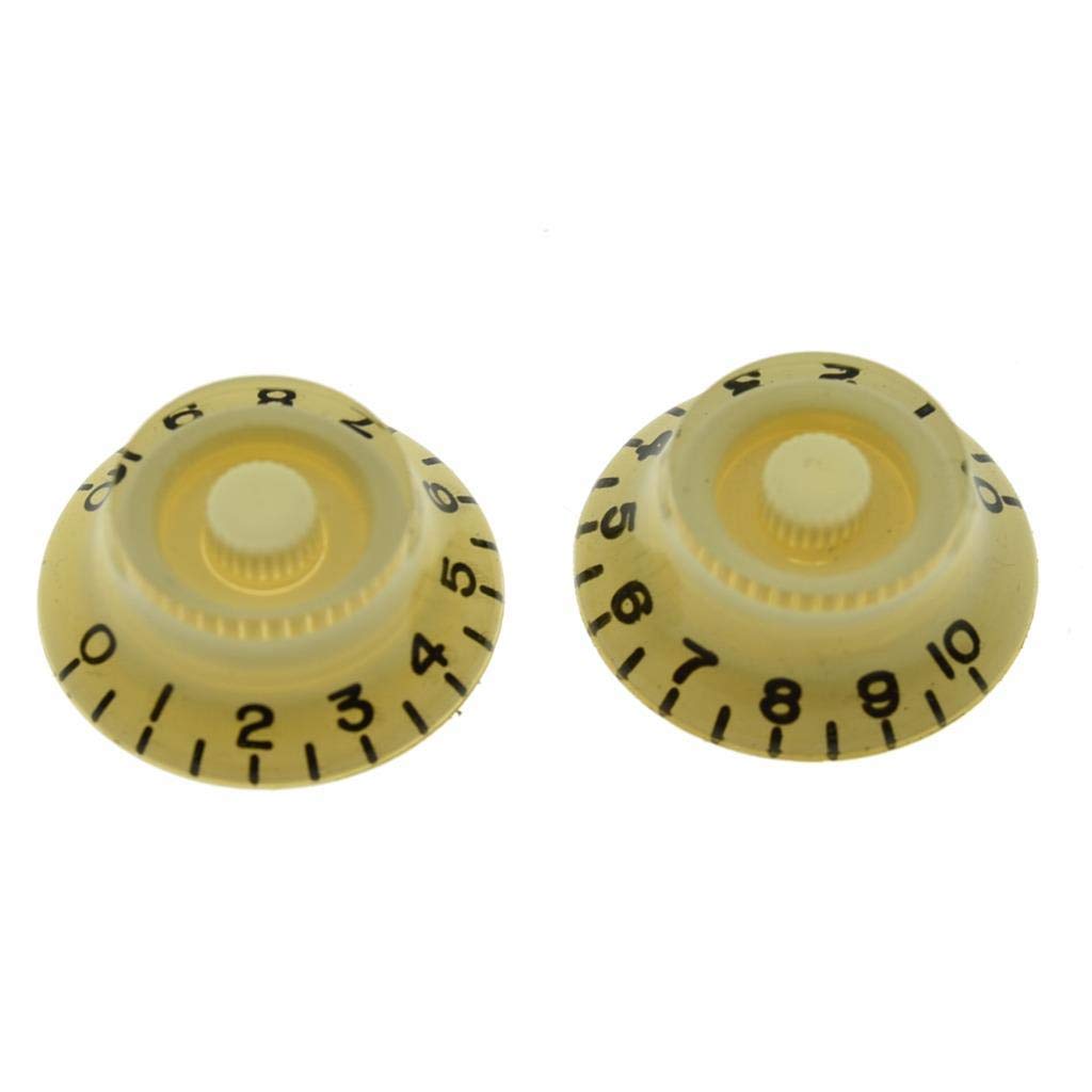 Dopro 2pcs USA(Imperial) LP Guitar Bell Knobs 24 Fine Splines Top Hat Knobs for USA Les Paul with CTS Pots Cream